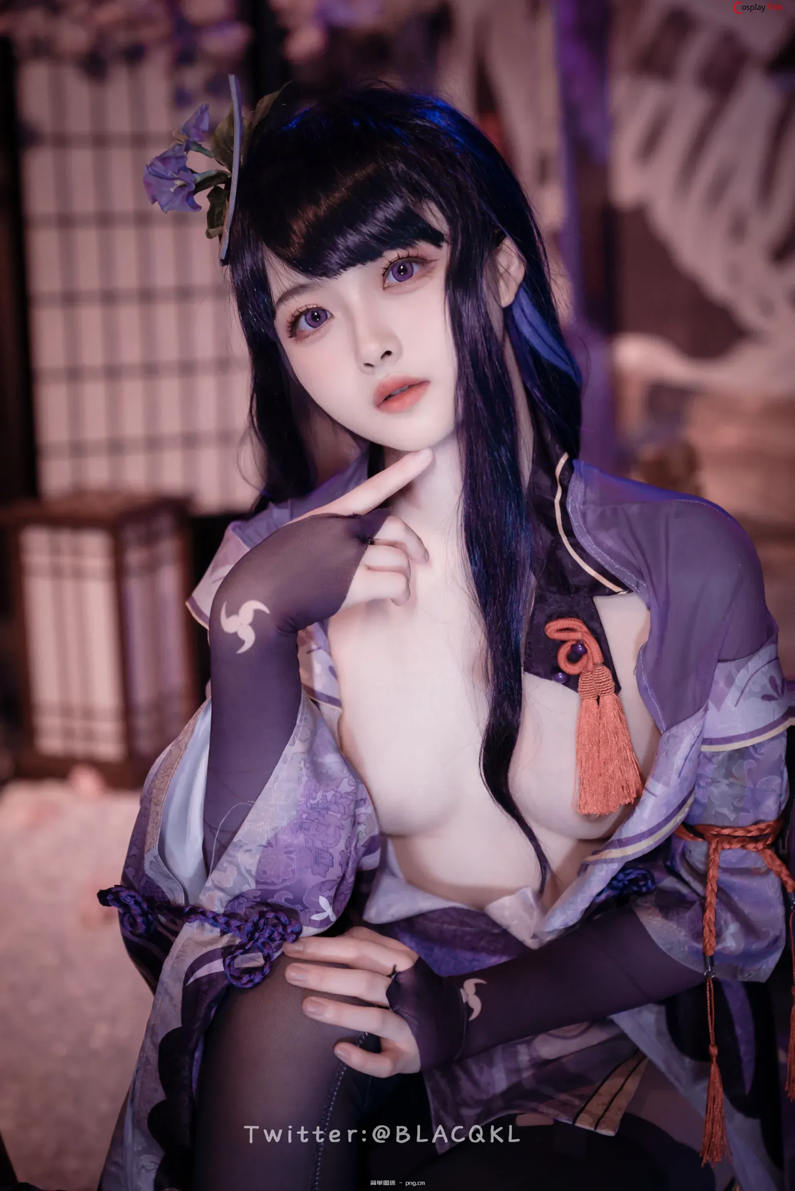 Blacqkl (白莉爱吃巧克力) cosplay Raiden Shogun – Genshin Impact “57 photos”-13