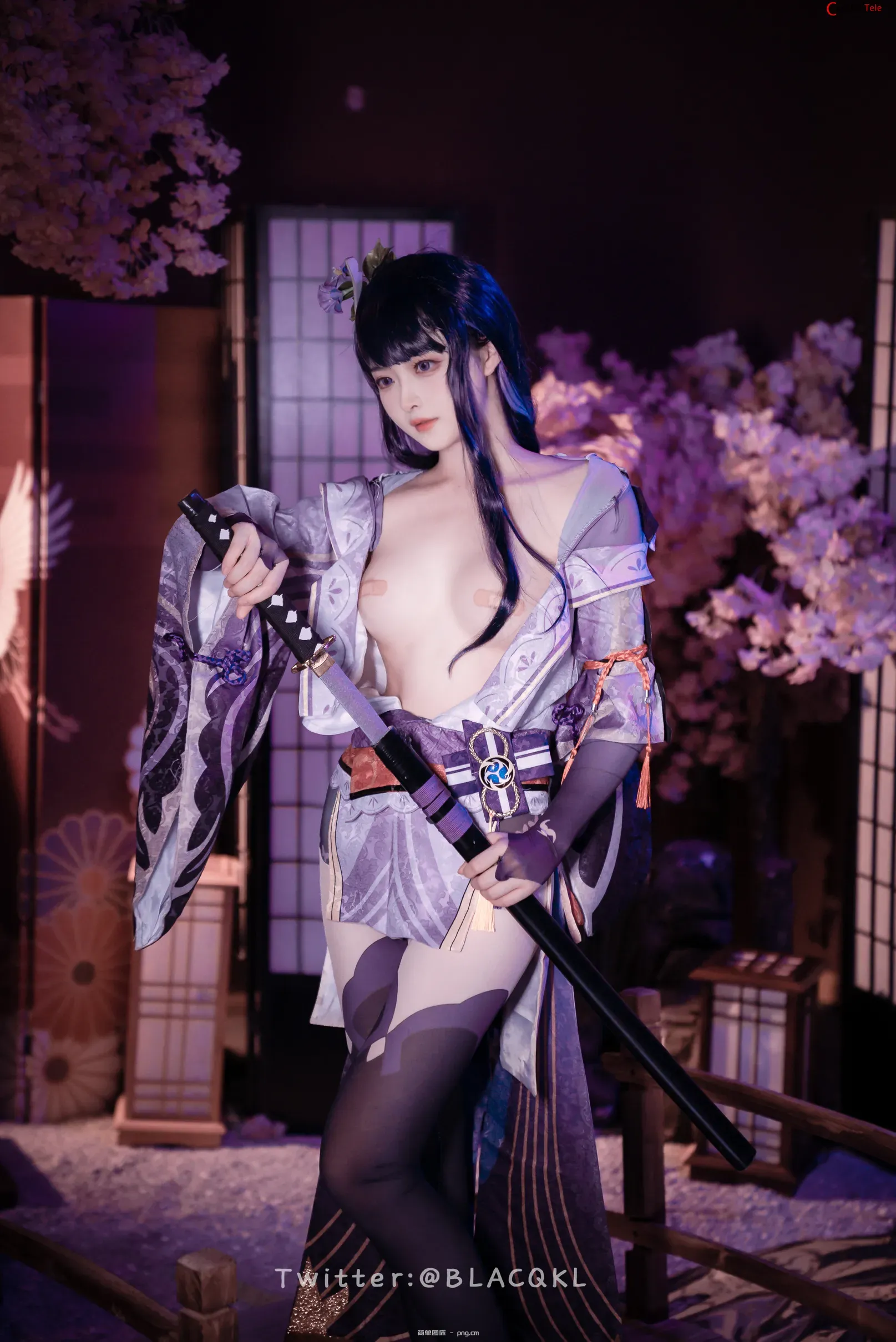 Blacqkl (白莉爱吃巧克力) cosplay Raiden Shogun – Genshin Impact “57 photos”-16