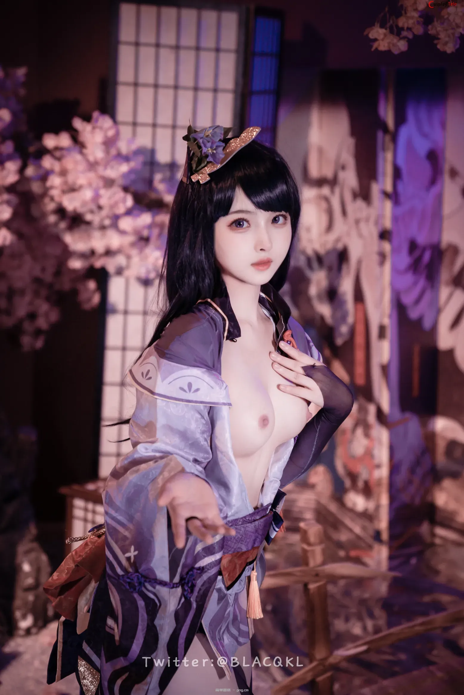 Blacqkl (白莉爱吃巧克力) cosplay Raiden Shogun – Genshin Impact “57 photos”-36