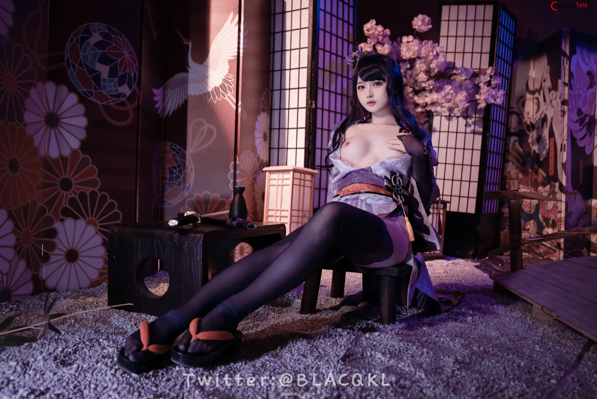 Blacqkl (白莉爱吃巧克力) cosplay Raiden Shogun – Genshin Impact “57 photos”-43