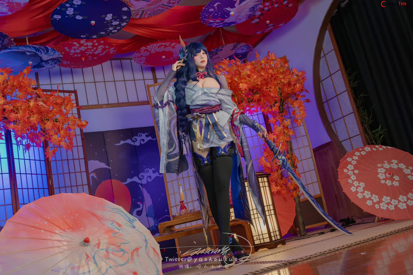 咬一口兔娘ovo (Yaokoututu) cosplay Raiden Shogun – Genshin Impact “76 photos and  1 video” - 8E资源站