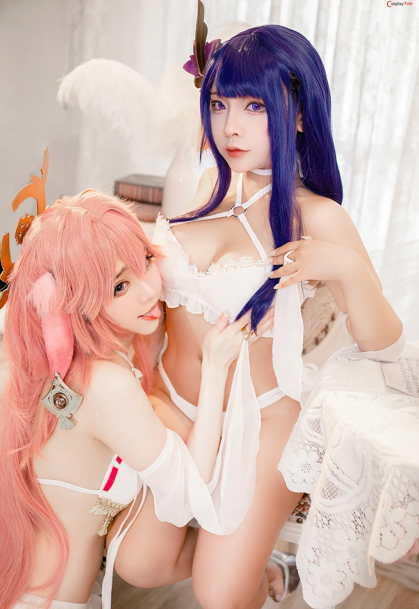 Sayo Momo and Sally Dorasnow (Sally多啦雪) cosplay Yae Miko and Raiden Shogun – Genshin Impact “20 photos”-17