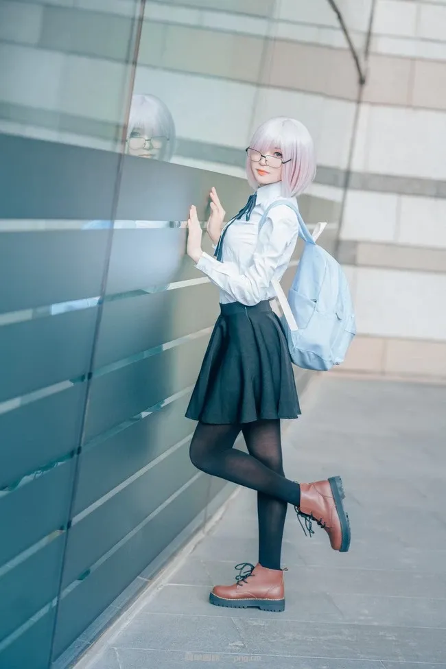 《Fate/Grand Order》玛修·基列莱特黑丝校服Cosplay【CN：泡泡】 (14 photos)