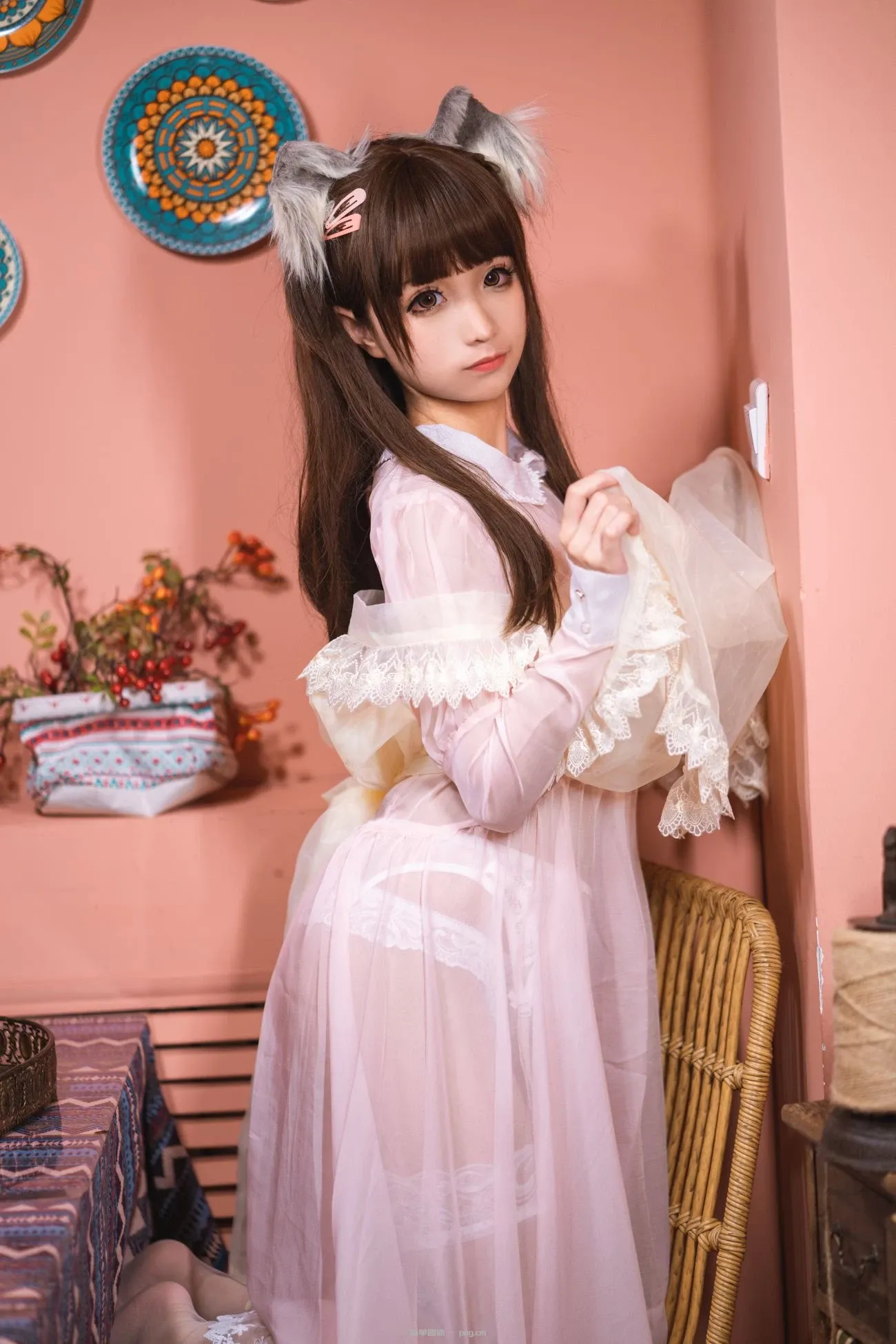 蠢沫沫 粉透明女仆 (34 photos)-15